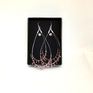 2 Pairs Avon Bohemian Princess Earrings Lavender Beaded Hoops + Studs Unused